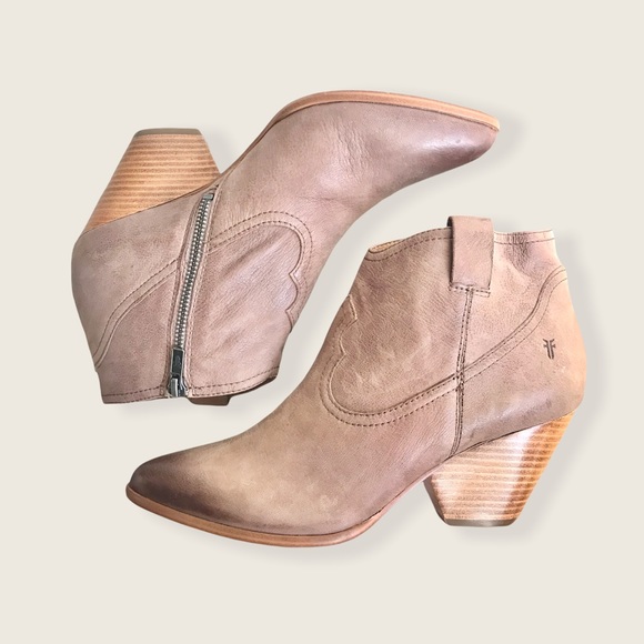 Frye Reina Genuine Leather Cute Ash Ankle Booties - Picture 5 of 16